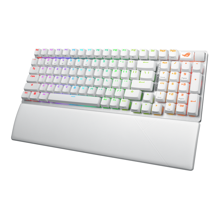 A large main feature product image of ASUS ROG Strix Scope II 96 Wireless Mechanical Gaming Keyboard - Snow Switch (White)