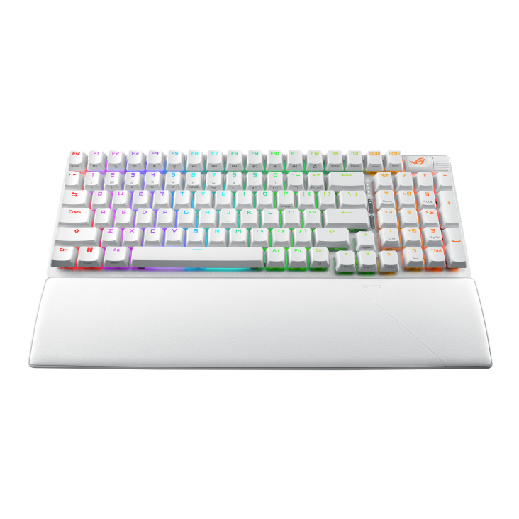 A large main feature product image of ASUS ROG Strix Scope II 96 Wireless Mechanical Gaming Keyboard - Snow Switch (White)