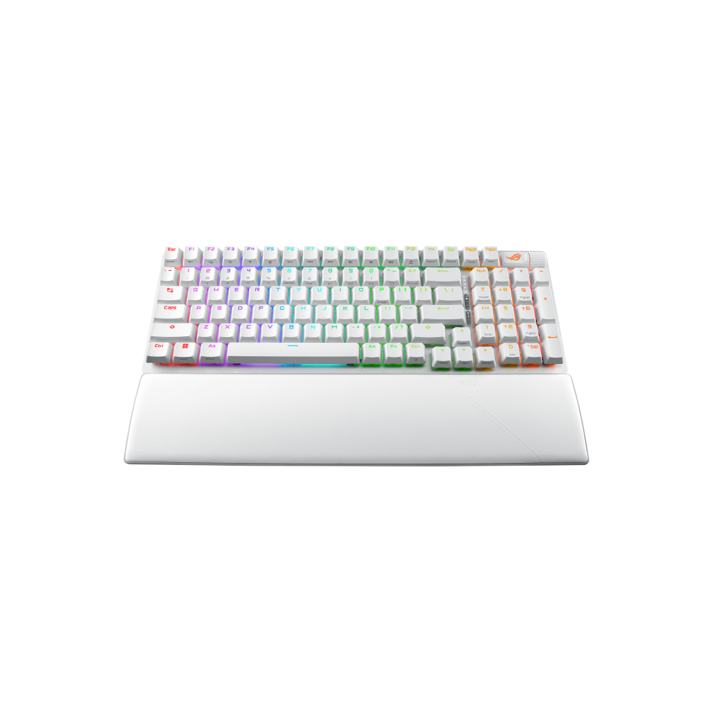 A large main feature product image of ASUS ROG Strix Scope II 96 Wireless Mechanical Gaming Keyboard - Snow Switch (White)