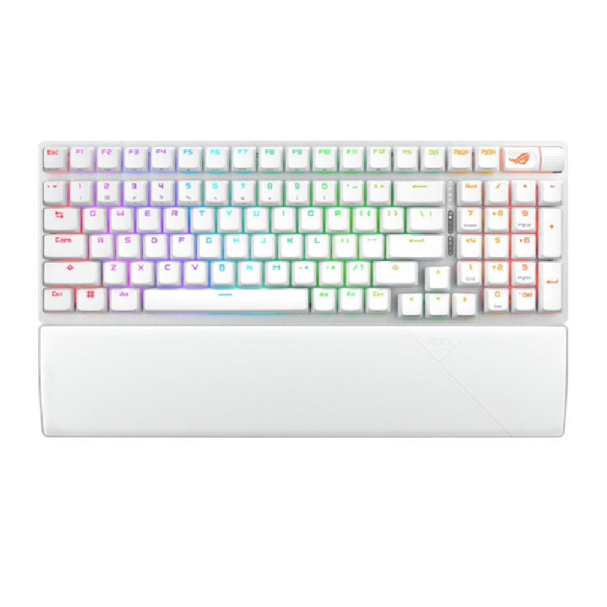A large main feature product image of ASUS ROG Strix Scope II 96 Wireless Mechanical Gaming Keyboard - Snow Switch (White)