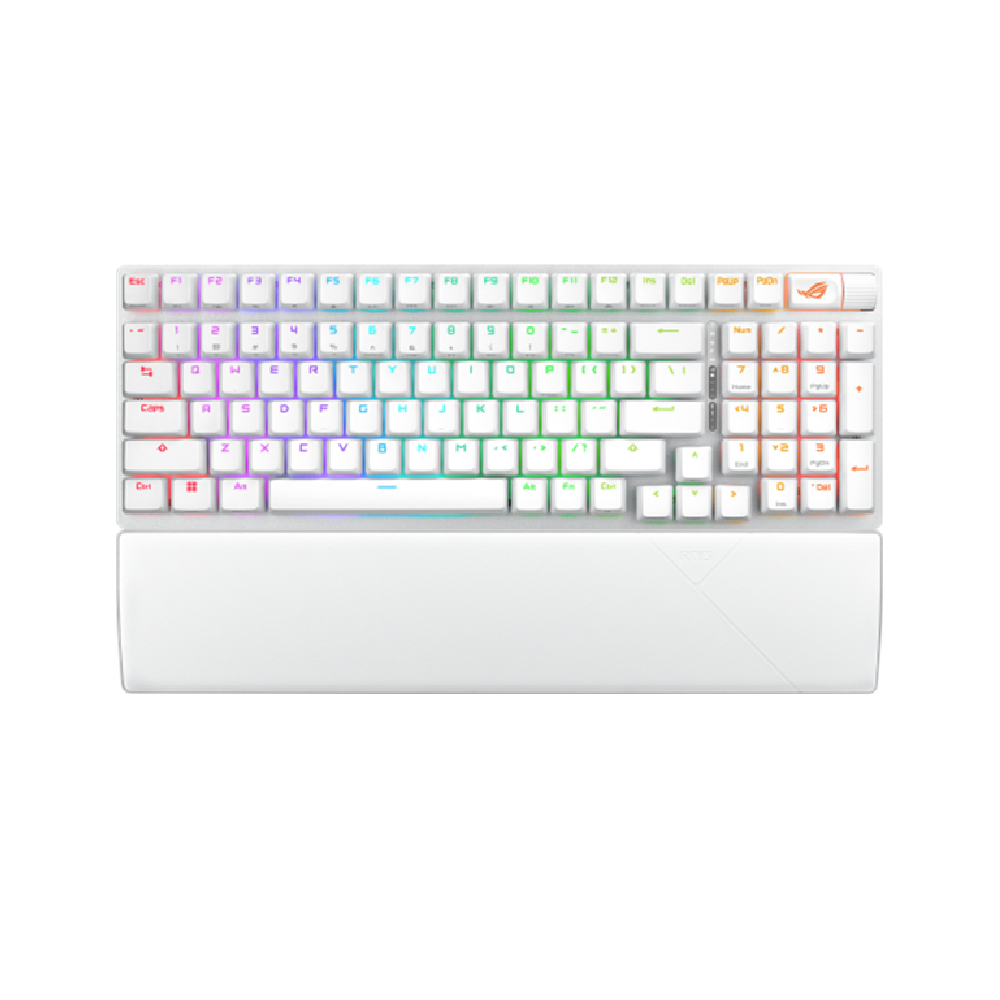 A large main feature product image of ASUS ROG Strix Scope II 96 Wireless Mechanical Gaming Keyboard - Snow Switch (White)