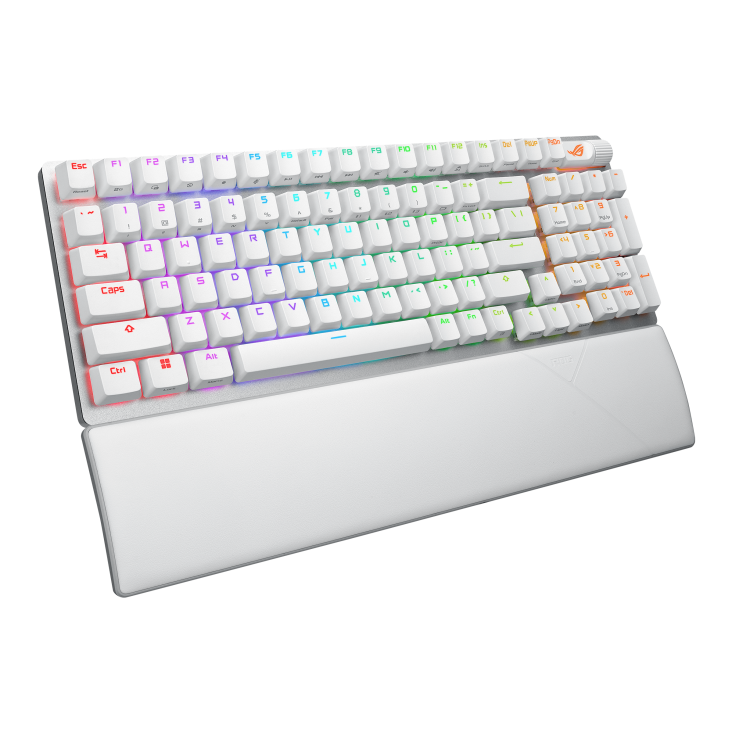 A large main feature product image of ASUS ROG Strix Scope II 96 Wireless Mechanical Gaming Keyboard - Storm Switch (White)