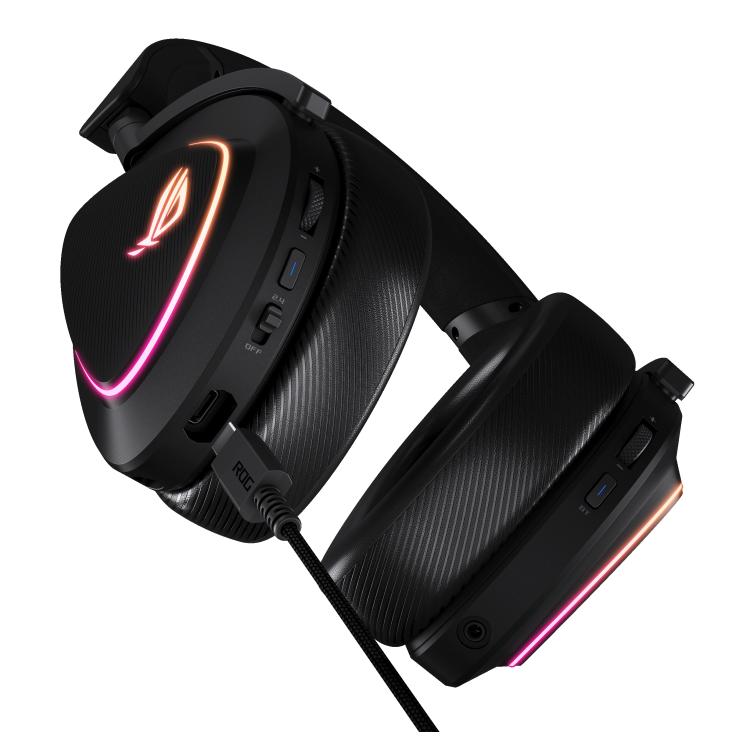 A large main feature product image of ASUS ROG DELTA II Tri-Mode Wireless Gaming Headset