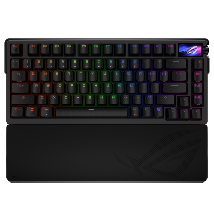 A large main feature product image of ASUS ROG Azoth Extreme 75% Hot-Swap RGB Wireless Mechanical Keyboard - Storm Switch