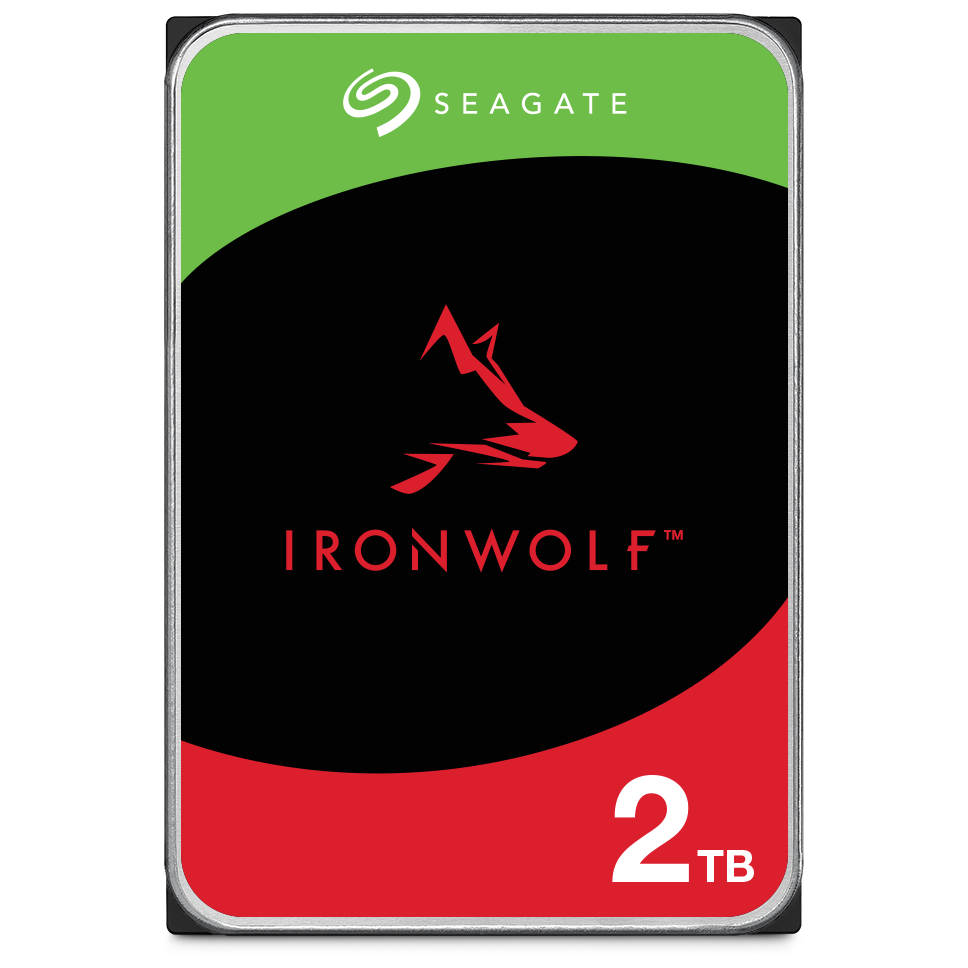 A large main feature product image of Seagate IronWolf 3.5" NAS HDD - 2TB 256MB