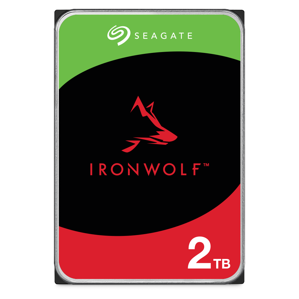 A large main feature product image of Seagate IronWolf 3.5" NAS HDD - 2TB 256MB