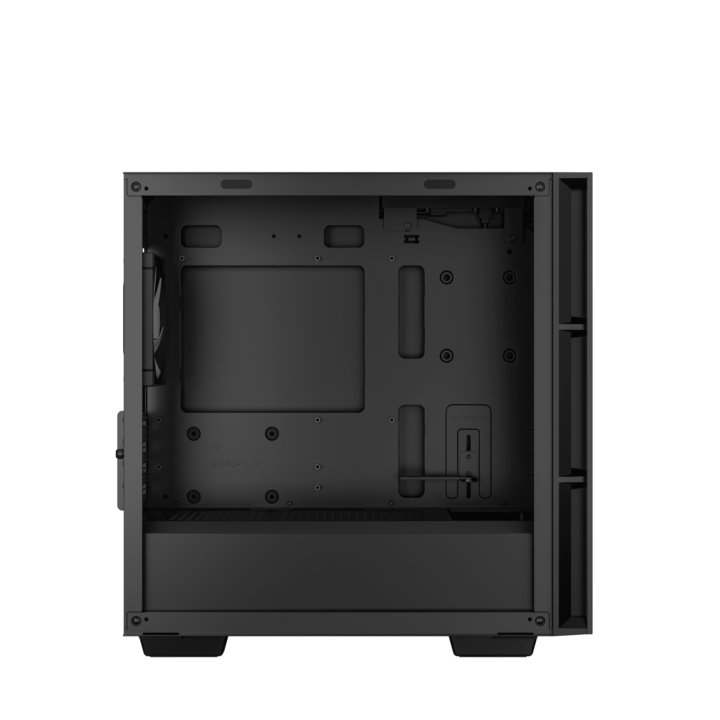 A large main feature product image of DeepCool CH360 Tempered Glass Micro Tower Case (Black)