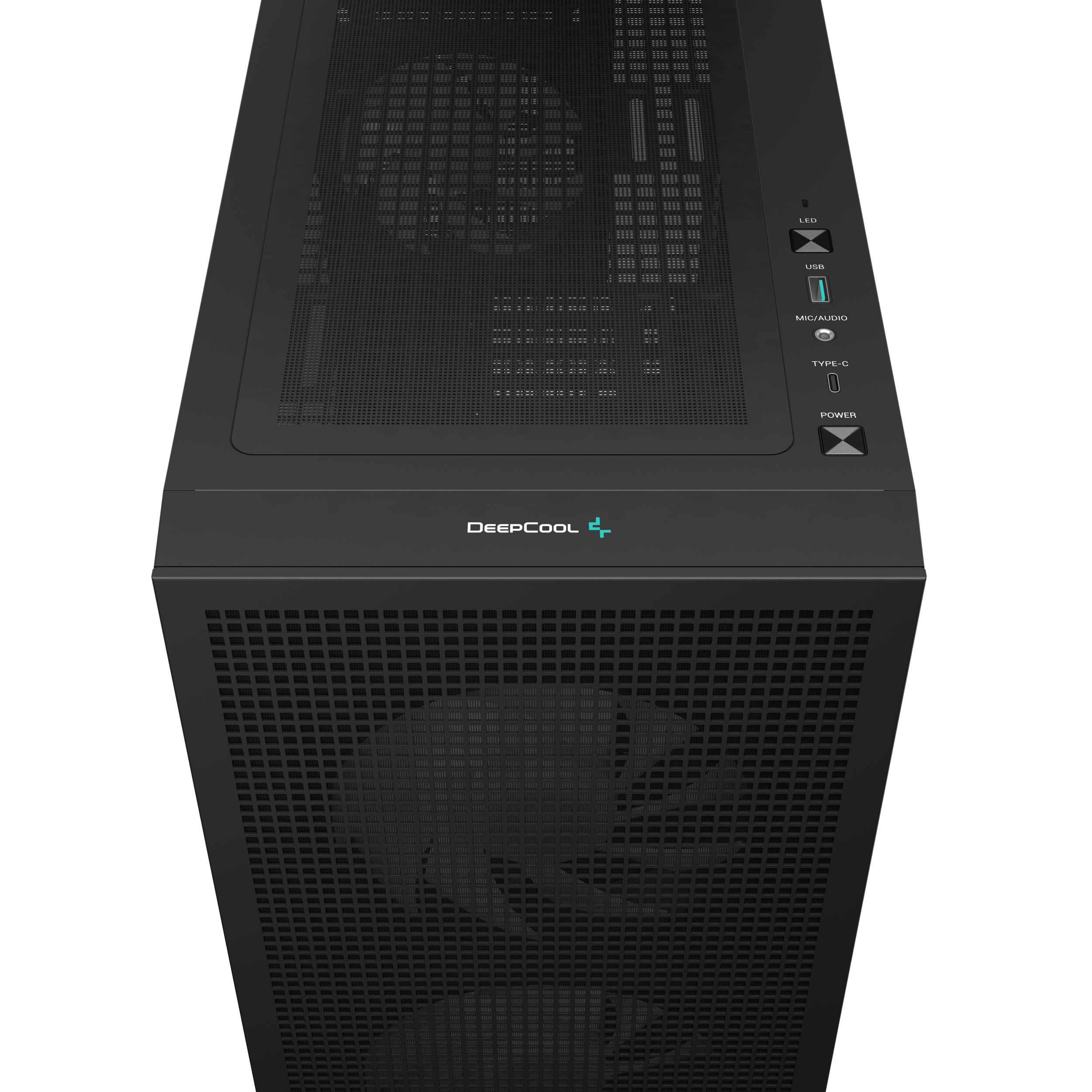 A large main feature product image of DeepCool CH360 Tempered Glass Micro Tower Case (Black)