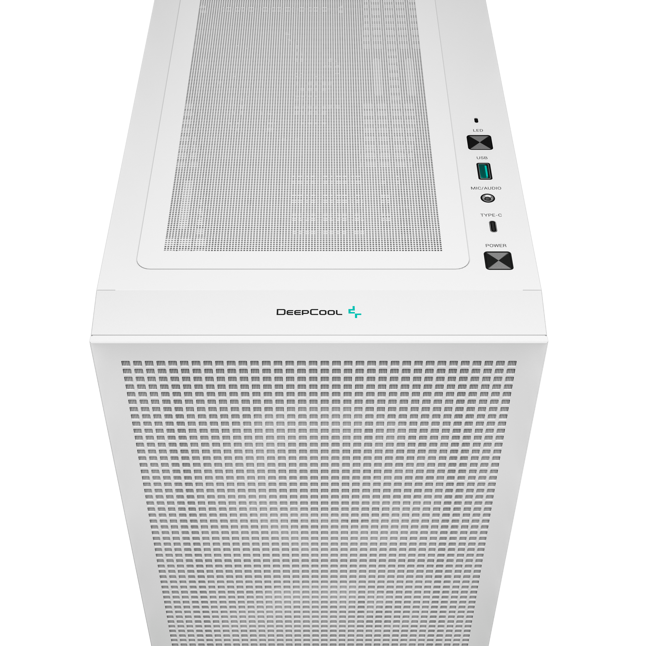 A large main feature product image of DeepCool CH360 Tempered Glass Micro Tower Case (White)