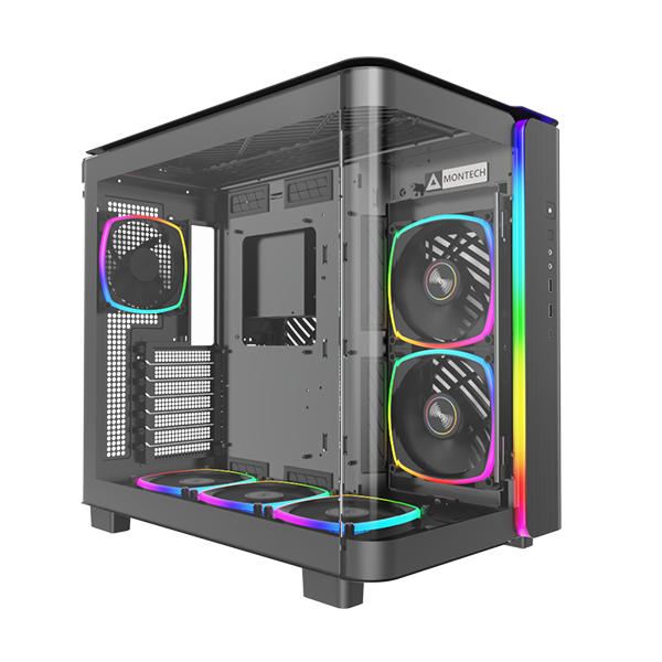 A large main feature product image of Montech KING 95 PRO Dual-Chamber Tempered Glass Mid Tower Case (Black)