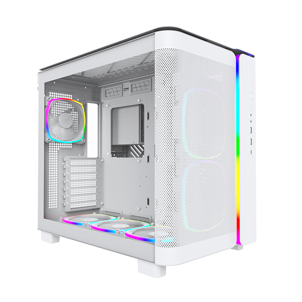 A large main feature product image of Montech KING 95 PRO Dual-Chamber Tempered Glass Mid Tower Case (White)