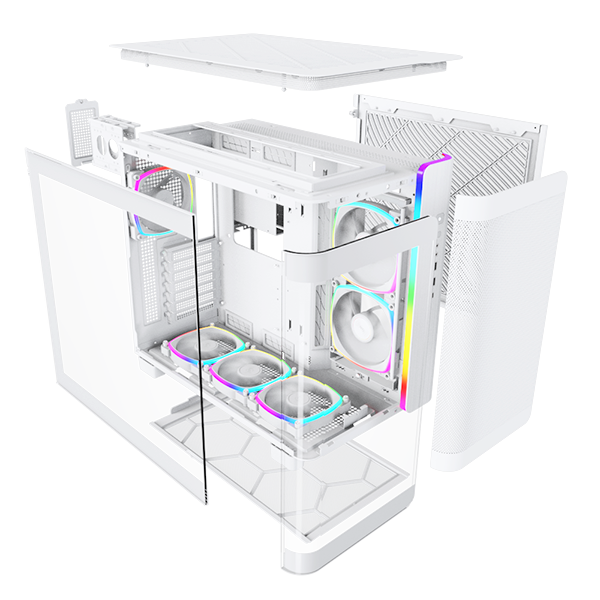 A large main feature product image of Montech KING 95 PRO Dual-Chamber Tempered Glass Mid Tower Case (White)