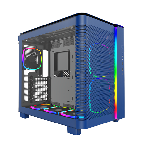 A large main feature product image of Montech KING 95 PRO Dual-Chamber Tempered Glass Mid Tower Case (Blue)