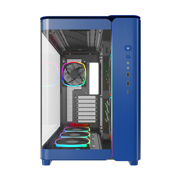 A large main feature product image of Montech KING 95 PRO Dual-Chamber Tempered Glass Mid Tower Case (Blue)