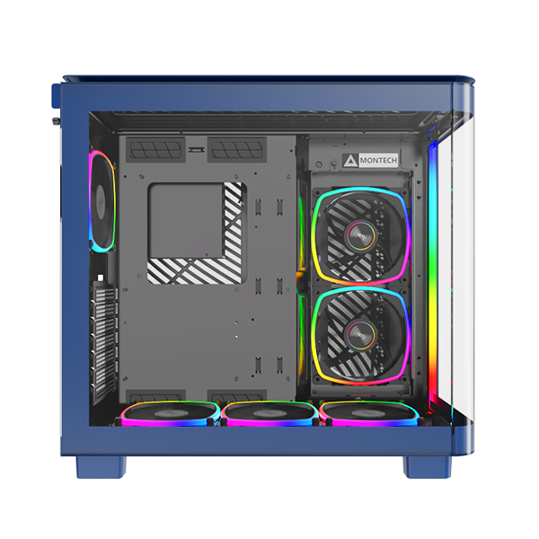 A large main feature product image of Montech KING 95 PRO Dual-Chamber Tempered Glass Mid Tower Case (Blue)