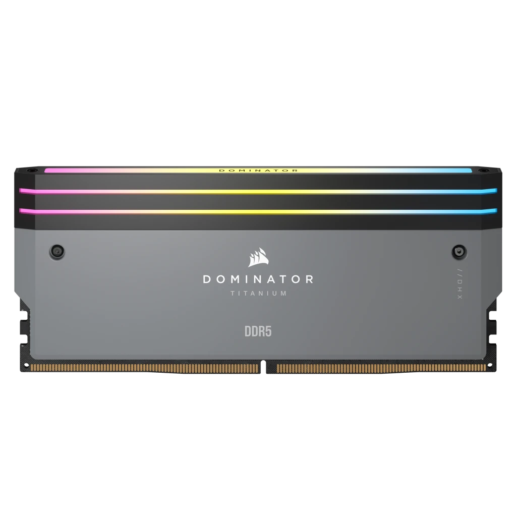A large main feature product image of Corsair Dominator Titanium RGB 64GB Kit (2x32GB) XMP/EXPO DDR5-6000 C30 (Grey)