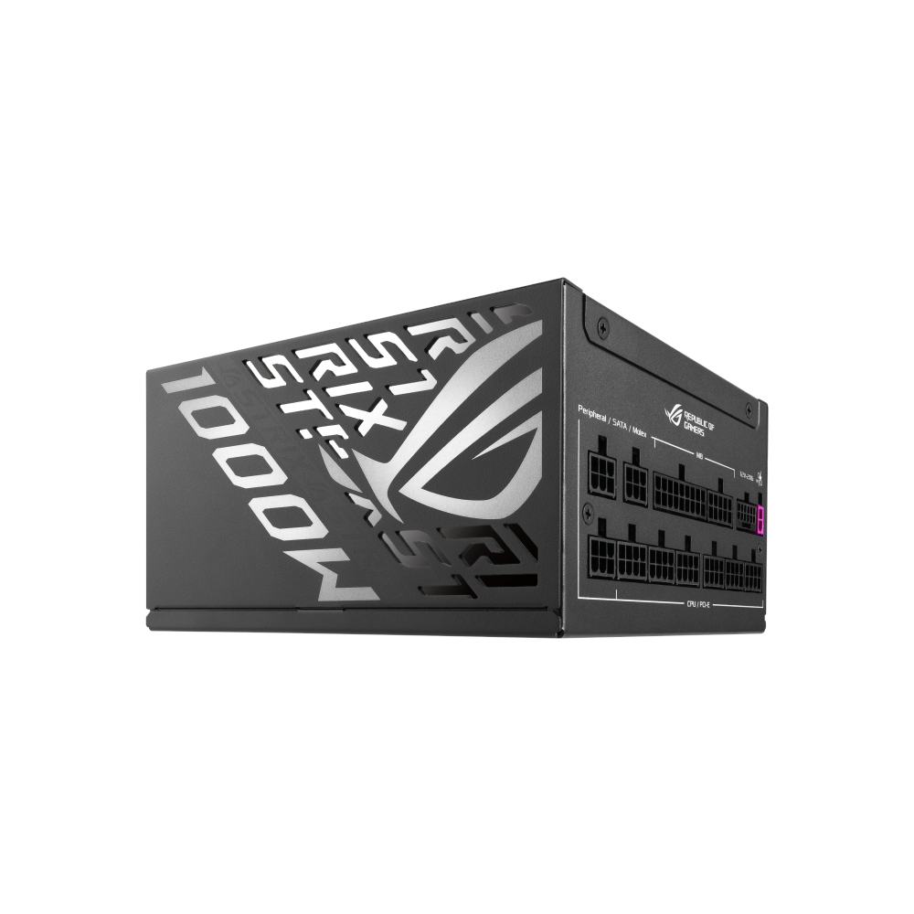 A large main feature product image of ASUS ROG Strix 1000W Platinum PCIe 5.0 ATX Modular PSU