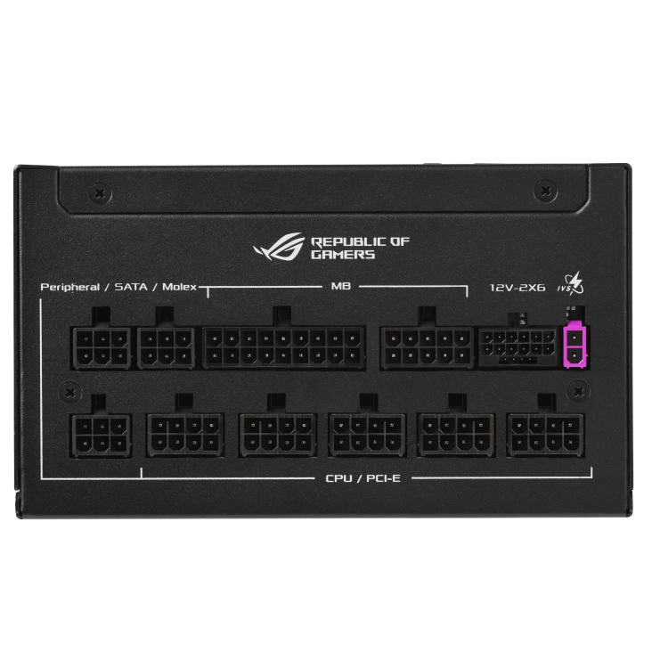 A large main feature product image of ASUS ROG Strix 850W Platinum PCIe 5.0 ATX Modular PSU