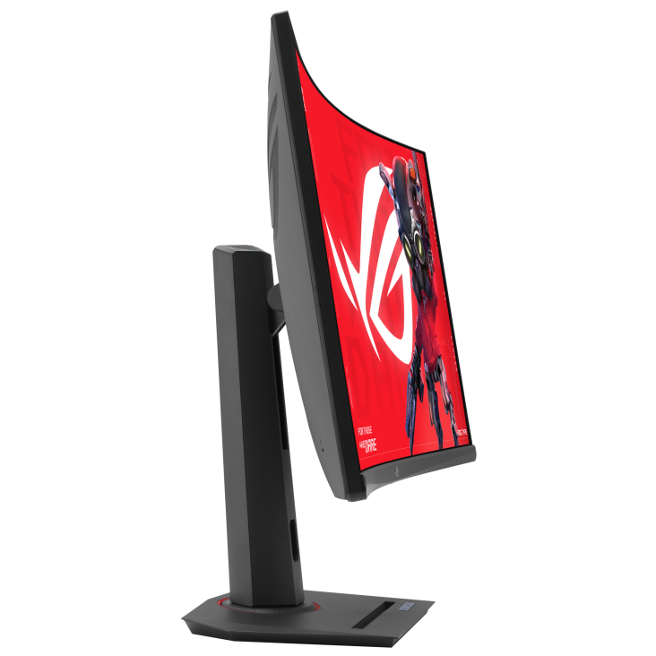 A large main feature product image of ASUS ROG Strix XG32WCMS - 32" Curved 1440p 280Hz Fast VA Gaming Monitor