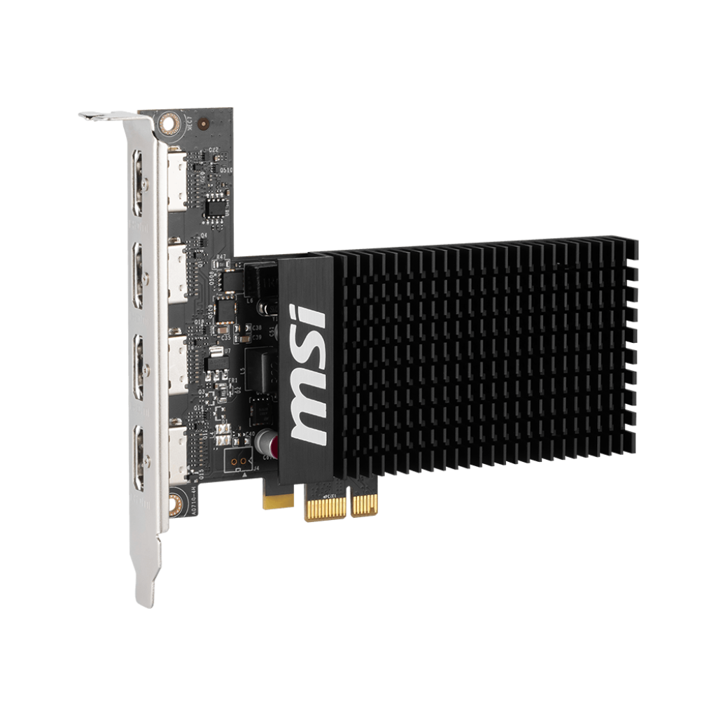 A large main feature product image of MSI GeForce GT 710 2GB DDR3 (4 HDMI)