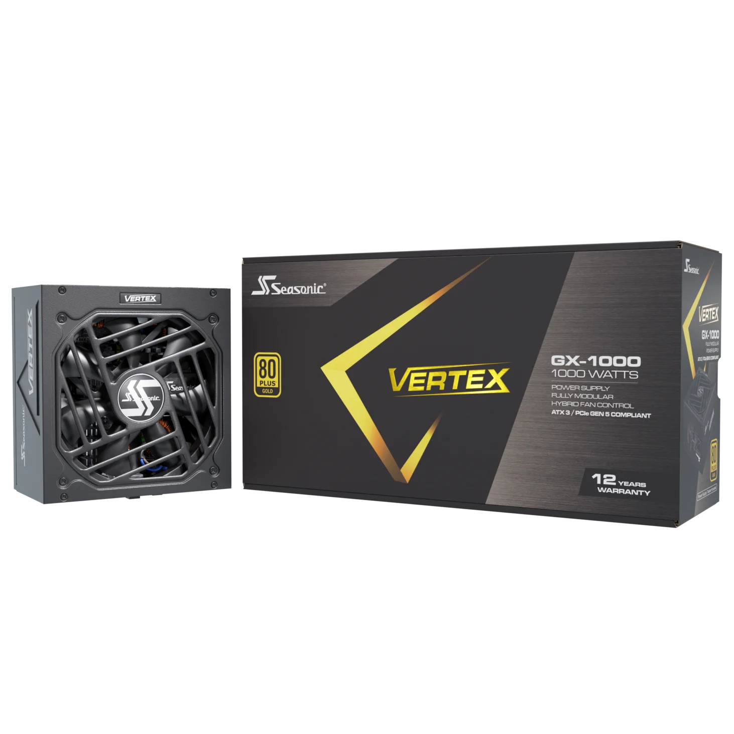 A large main feature product image of Seasonic VERTEX GX 1000W Gold PCIe 5.0 ATX 3.0 Modular PSU
