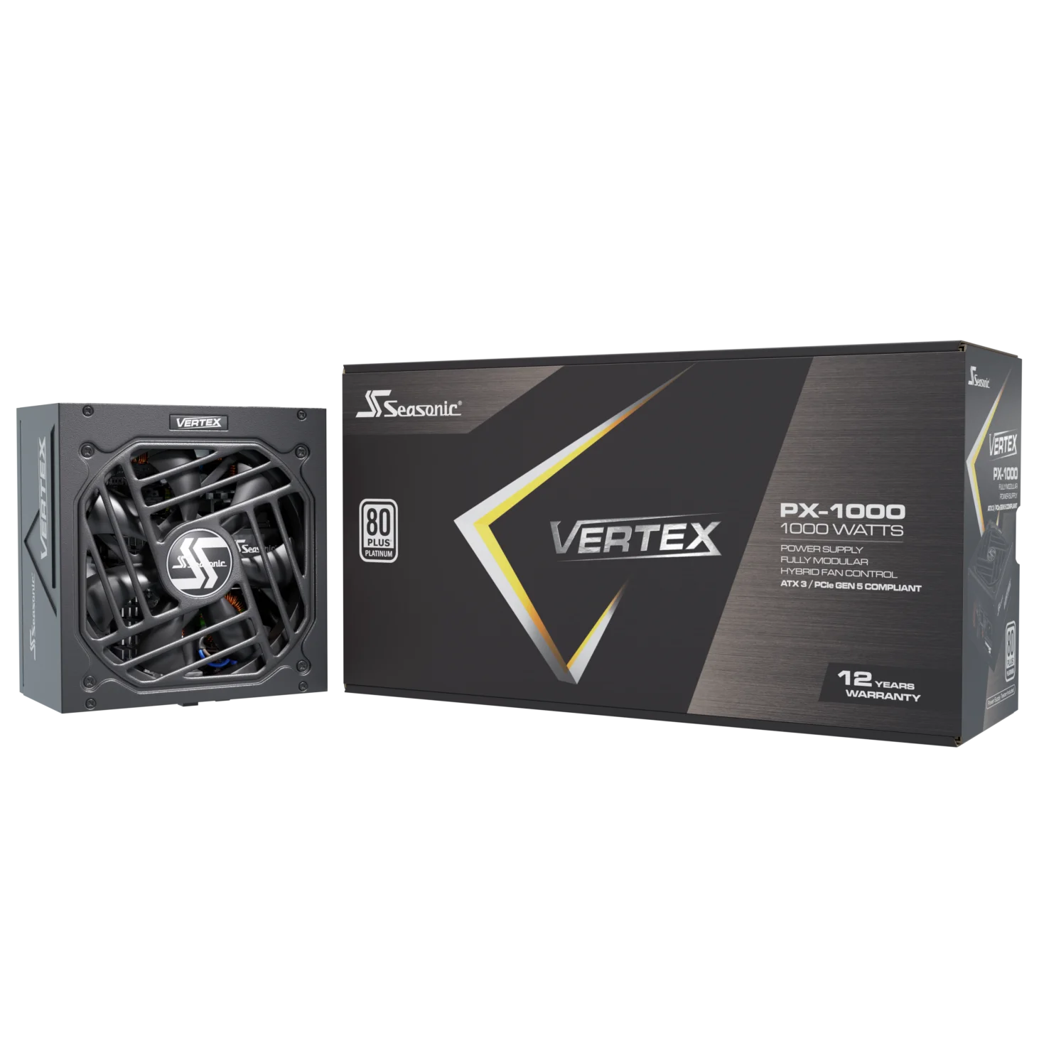 A large main feature product image of Seasonic VERTEX PX 1000W Platinum PCIe 5.0 ATX 3.0 Modular PSU
