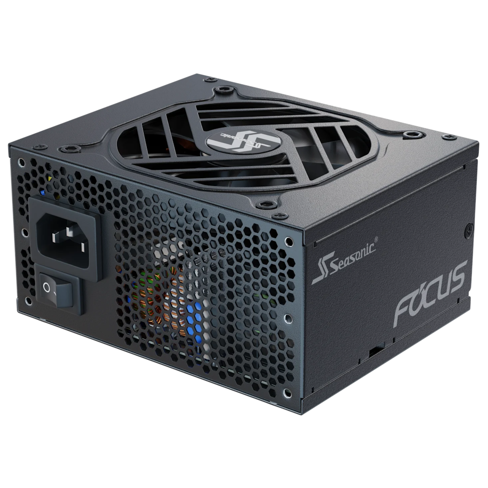 A large main feature product image of Seasonic FOCUS SGX 650W Gold SFX Modular PSU
