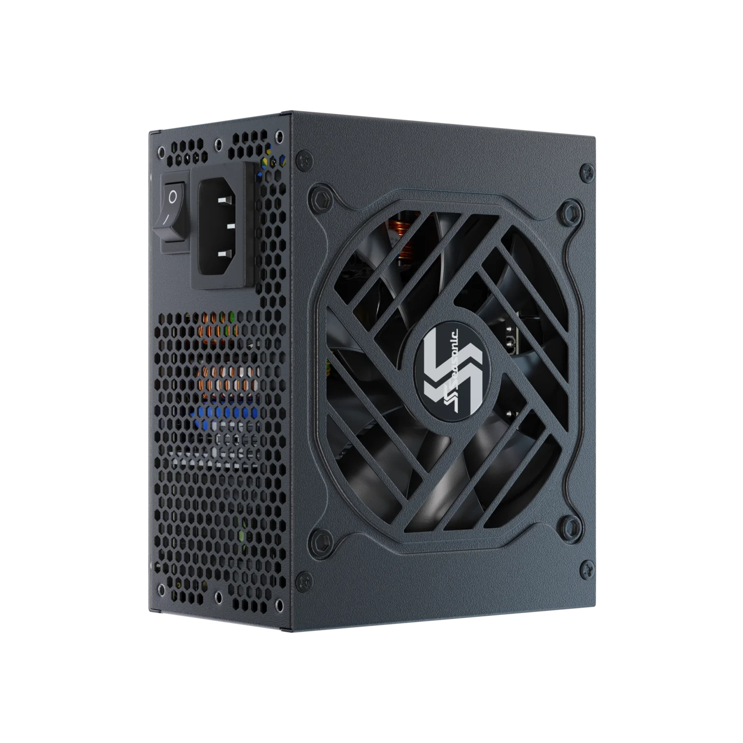 A large main feature product image of Seasonic FOCUS SGX 650W Gold SFX Modular PSU