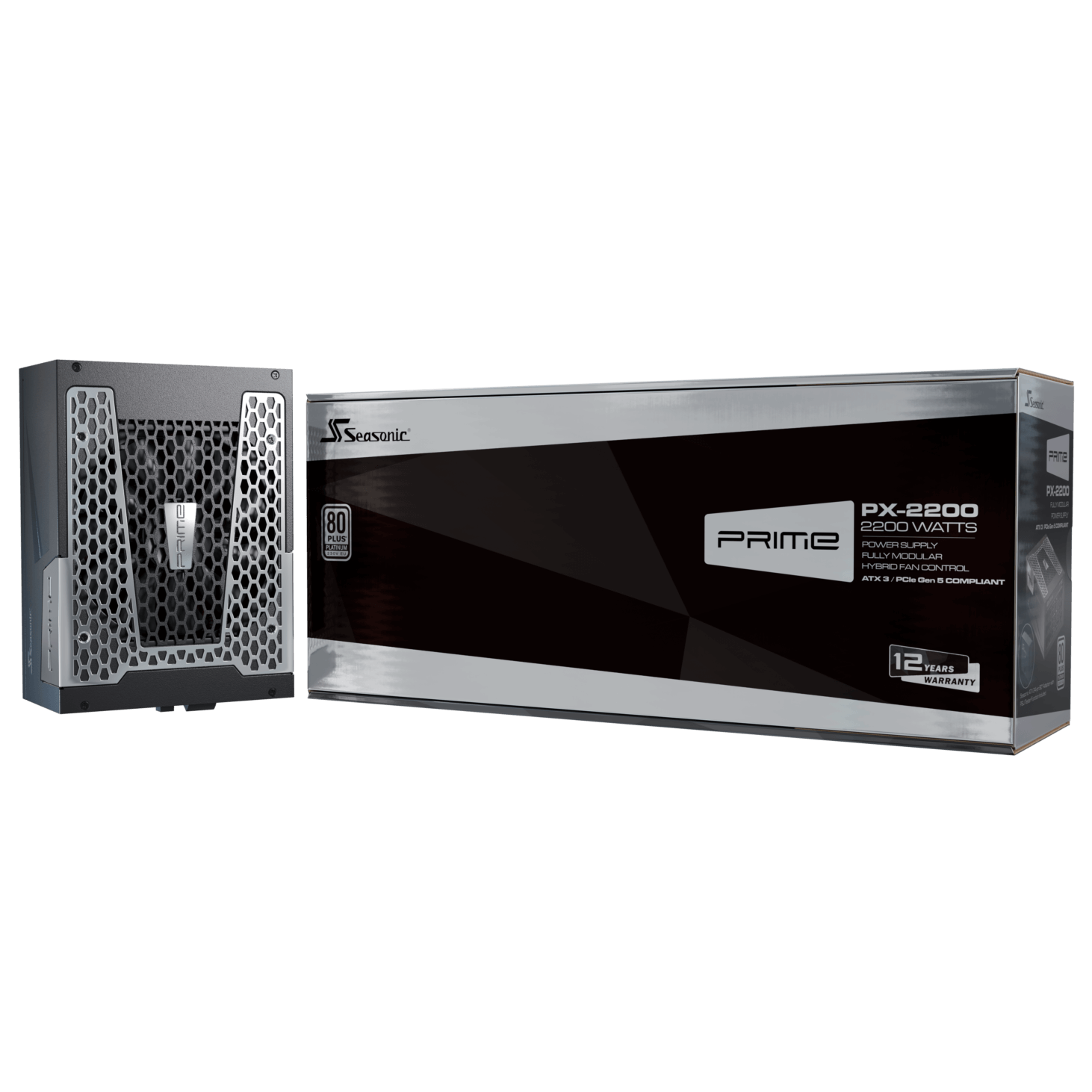 A large main feature product image of Seasonic PRIME PX 2200W (2024) Platinum PCIe 5.1 ATX 3.1 Modular PSU