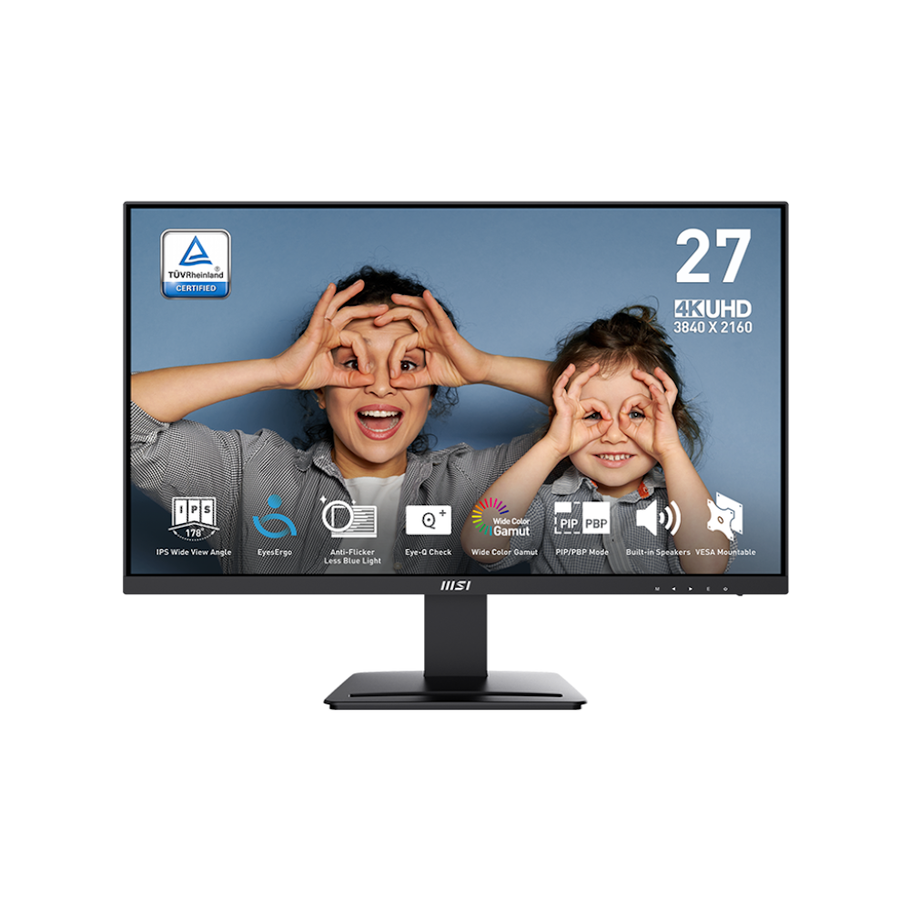 A large main feature product image of MSI PRO MP273U - 27" 4K 2160p 60Hz IPS Monitor