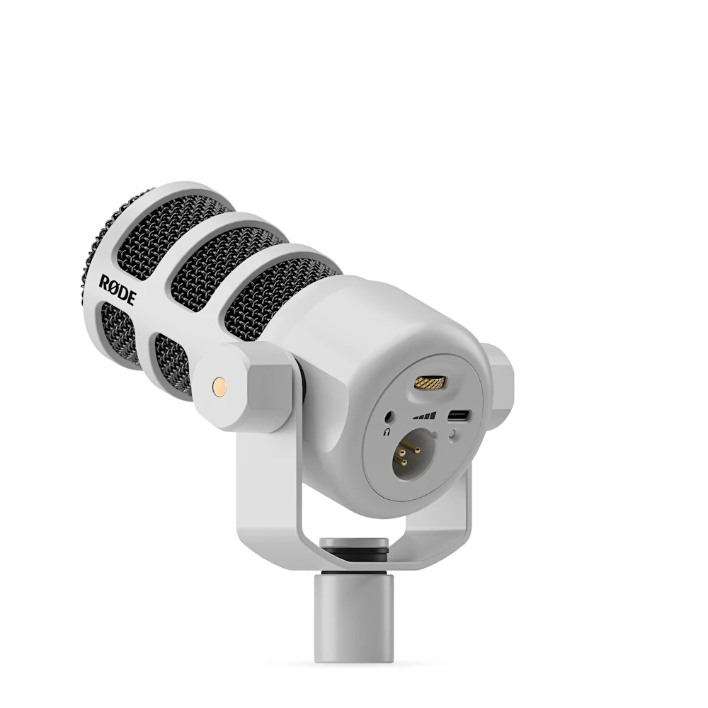A large main feature product image of RODE PodMic USB - Versatile Broadcast USB Type-C/XLR Microphone (White)