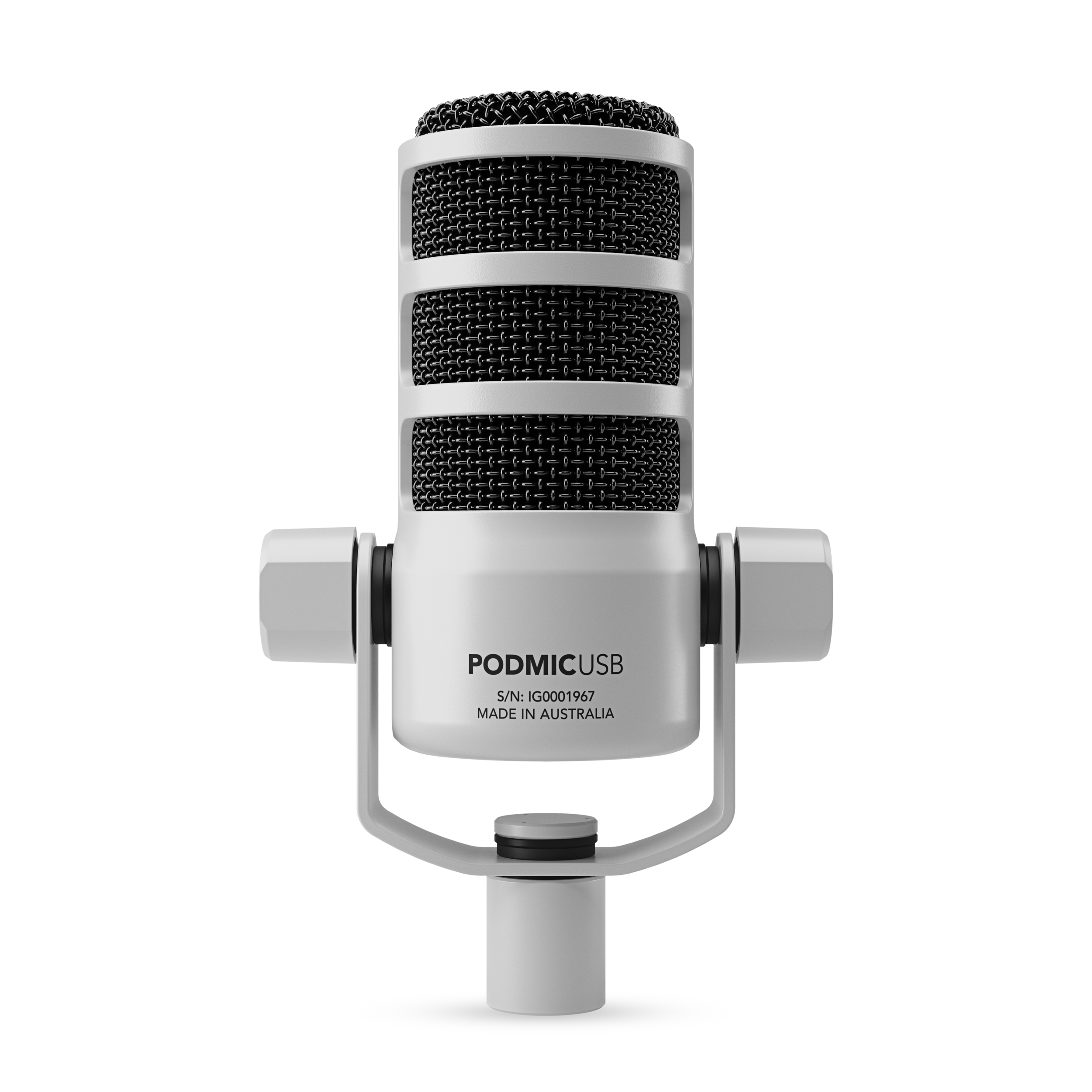A large main feature product image of RODE PodMic USB - Versatile Broadcast USB Type-C/XLR Microphone (White)