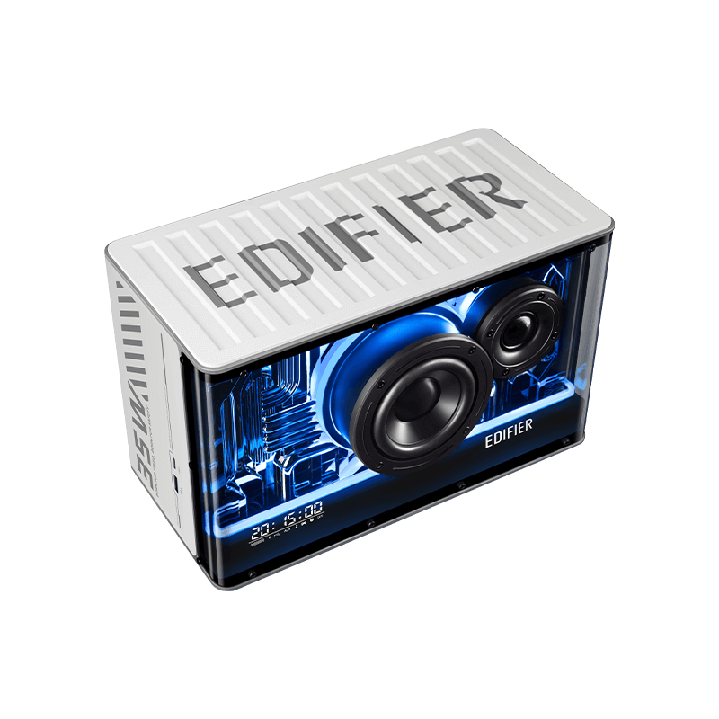 A large main feature product image of Edifier QD35 Tabletop Bluetooth Speaker with GaN Charger (White)