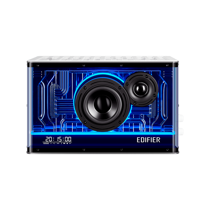 A large main feature product image of Edifier QD35 Tabletop Bluetooth Speaker with GaN Charger (White)