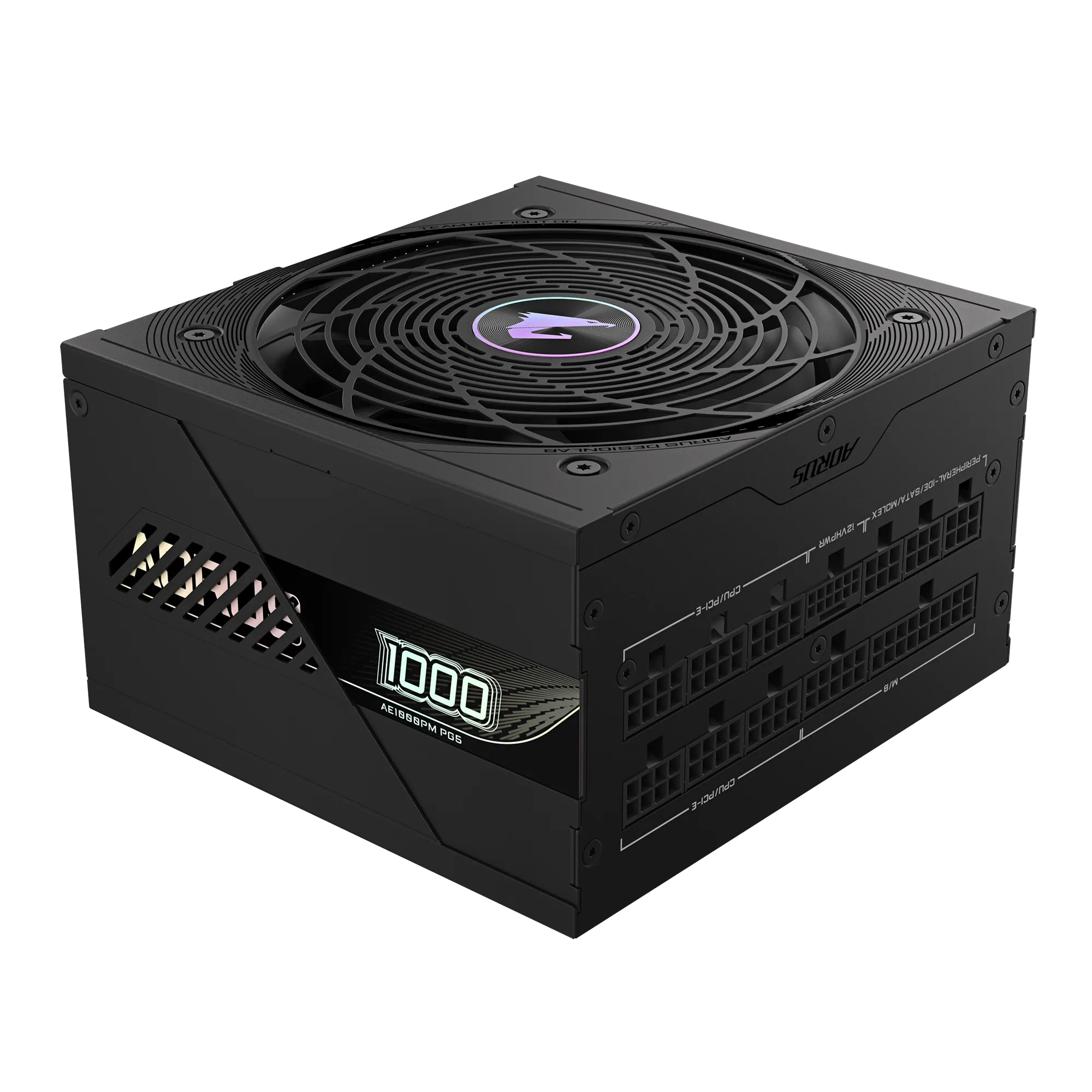 A large main feature product image of Gigabyte AORUS ELITE 1000W Platinum PCIe 5.0 ATX Modular PSU