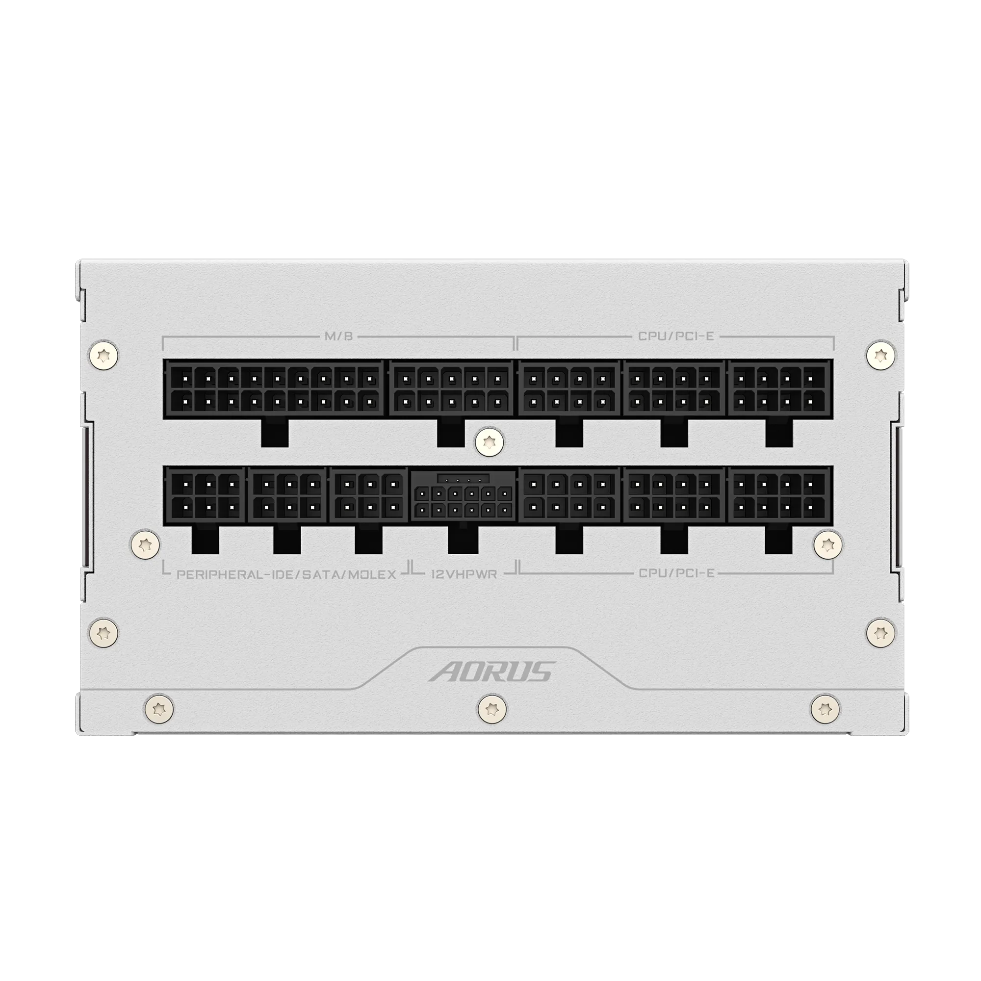 A large main feature product image of Gigabyte AORUS ELITE 850W Platinum PCIe 5.0 ATX Modular PSU (White)
