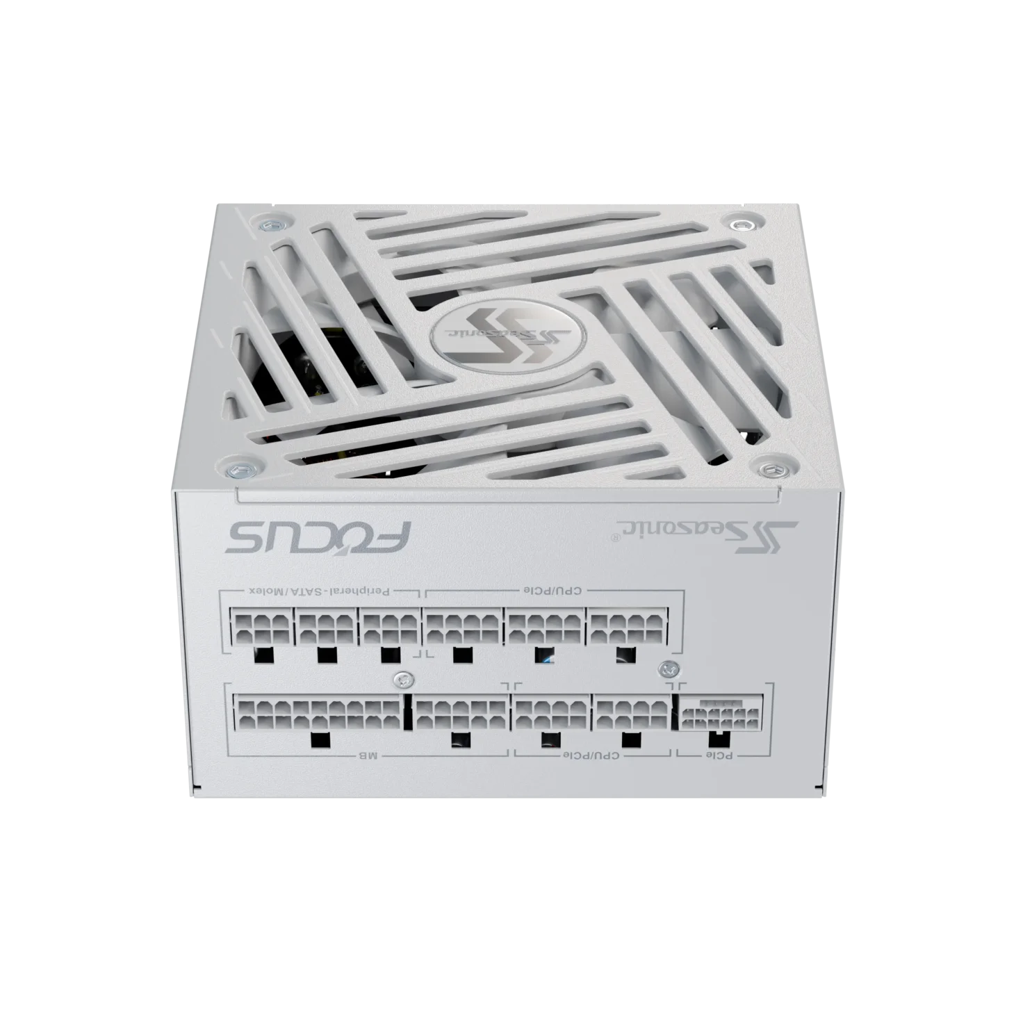 A large main feature product image of Seasonic FOCUS V4 GX 850W Gold PCIe 5.1 ATX 3.1 Modular PSU (White)