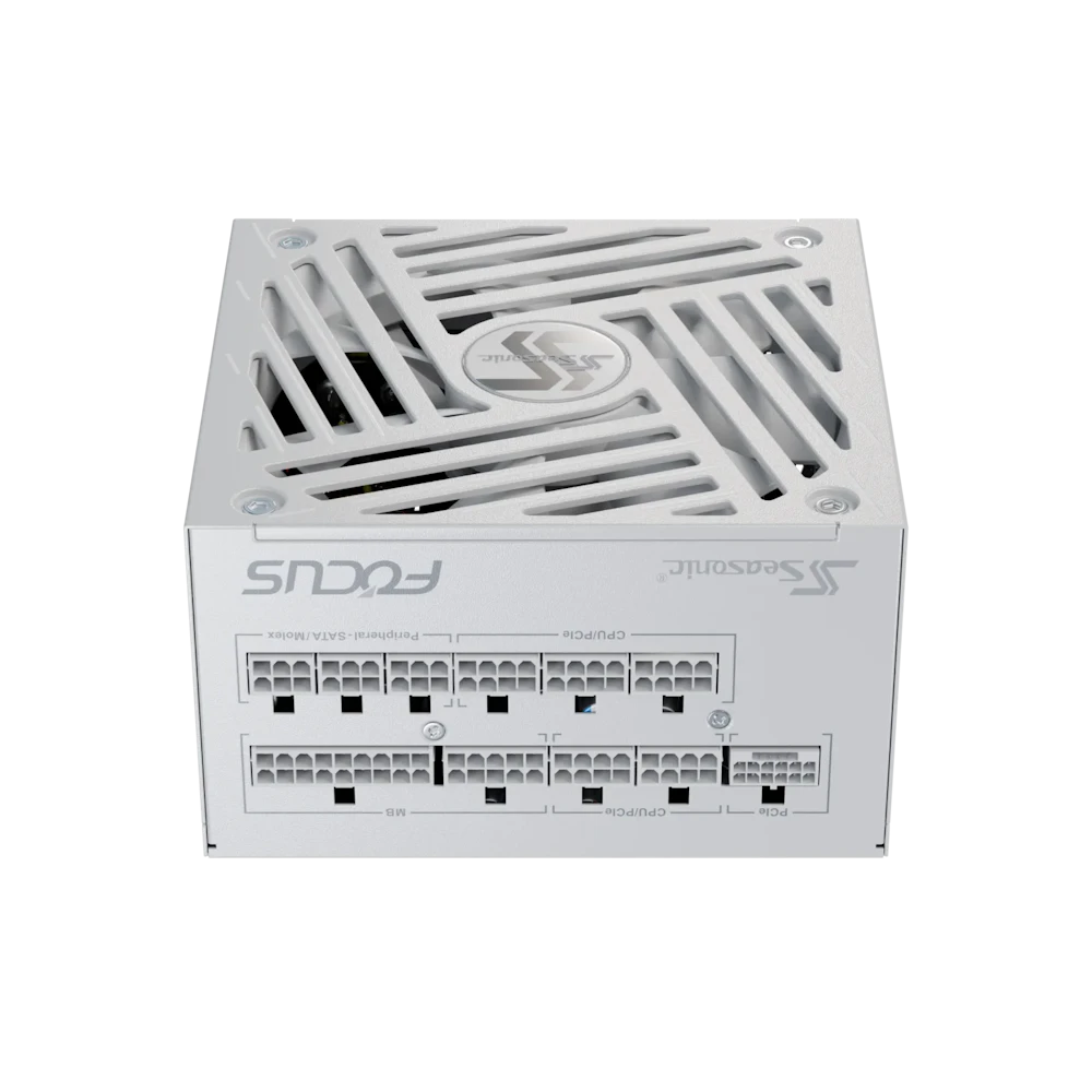 A large main feature product image of Seasonic FOCUS V4 GX 850W Gold PCIe 5.1 ATX 3.1 Modular PSU (White)