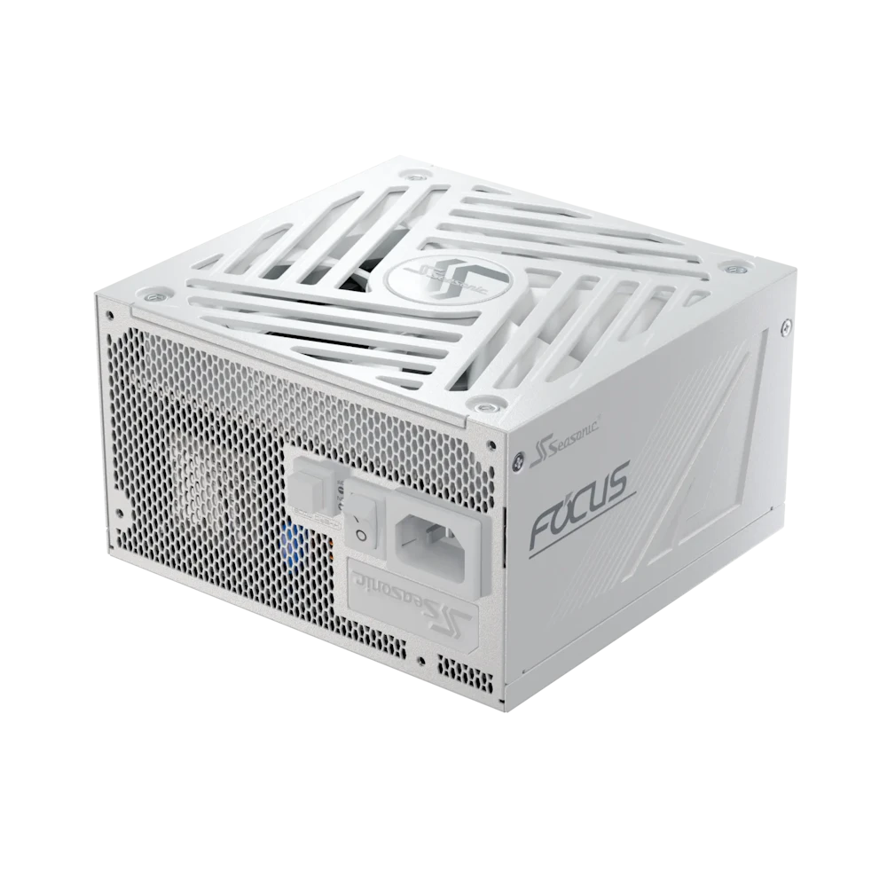 A large main feature product image of Seasonic FOCUS V4 GX 1000W Gold PCIe 5.1 ATX 3.1 Modular PSU (White)