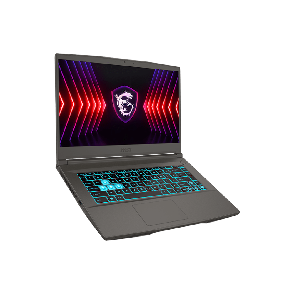 A large main feature product image of MSI Thin 15 (B13V) - 15.6" 144Hz, i7-13620H, RTX 4050, 16GB/512GB - Win 11 Gaming Notebook