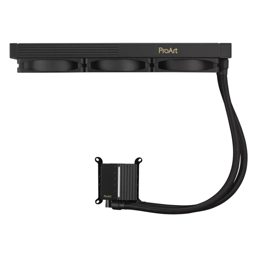 A large main feature product image of ASUS ProArt LC 360 360mm AIO Liquid CPU Cooler