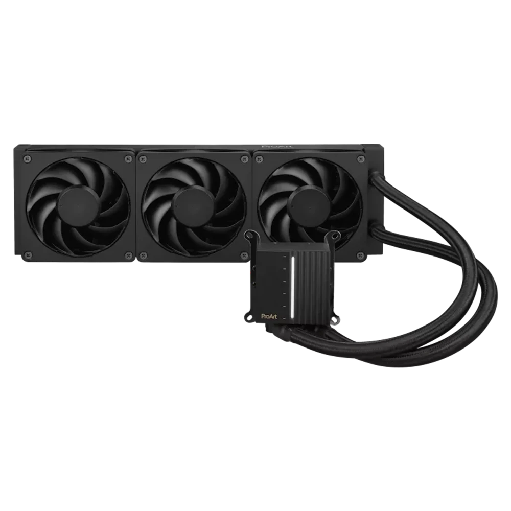 A large main feature product image of ASUS ProArt LC 360 360mm AIO Liquid CPU Cooler