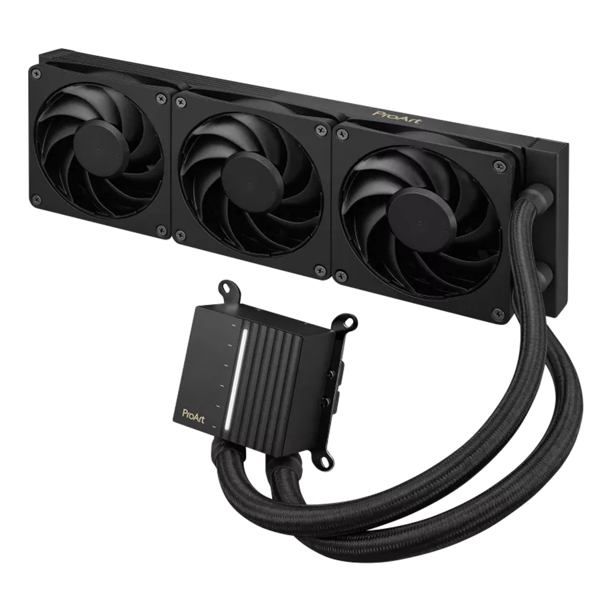 A large main feature product image of ASUS ProArt LC 360 360mm AIO Liquid CPU Cooler