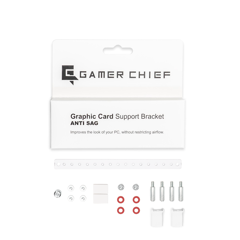 A large main feature product image of GamerChief Anti-Sag GPU Support Bracket (White)