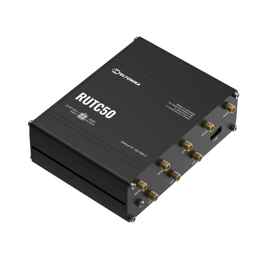 A large main feature product image of Teltonika RUTC50 5G Wireless Multitool Router