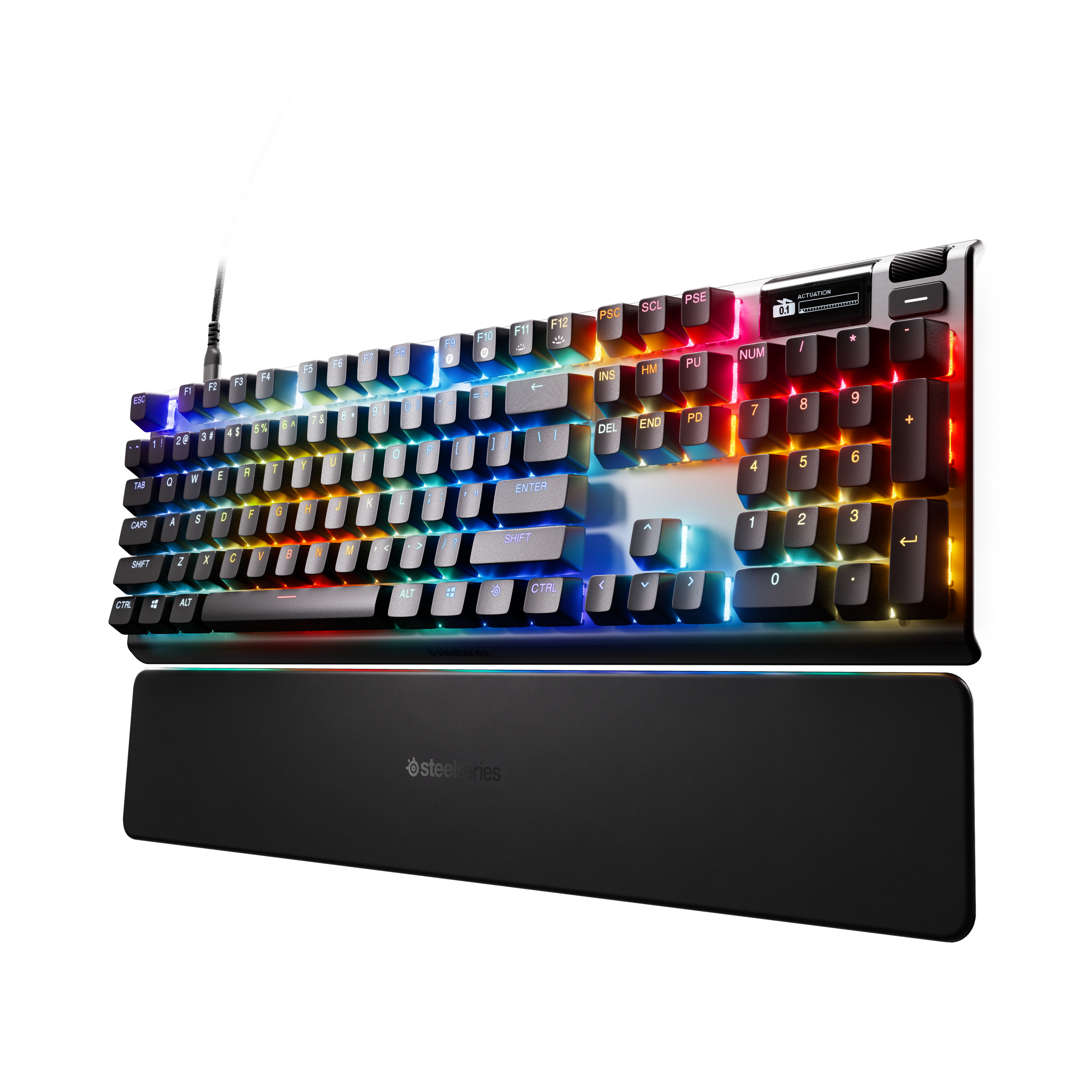 A large main feature product image of SteelSeries Apex Pro Gen 3 - Rapid Trigger Mechanical Keyboard (OmniPoint 3.0 Switches)