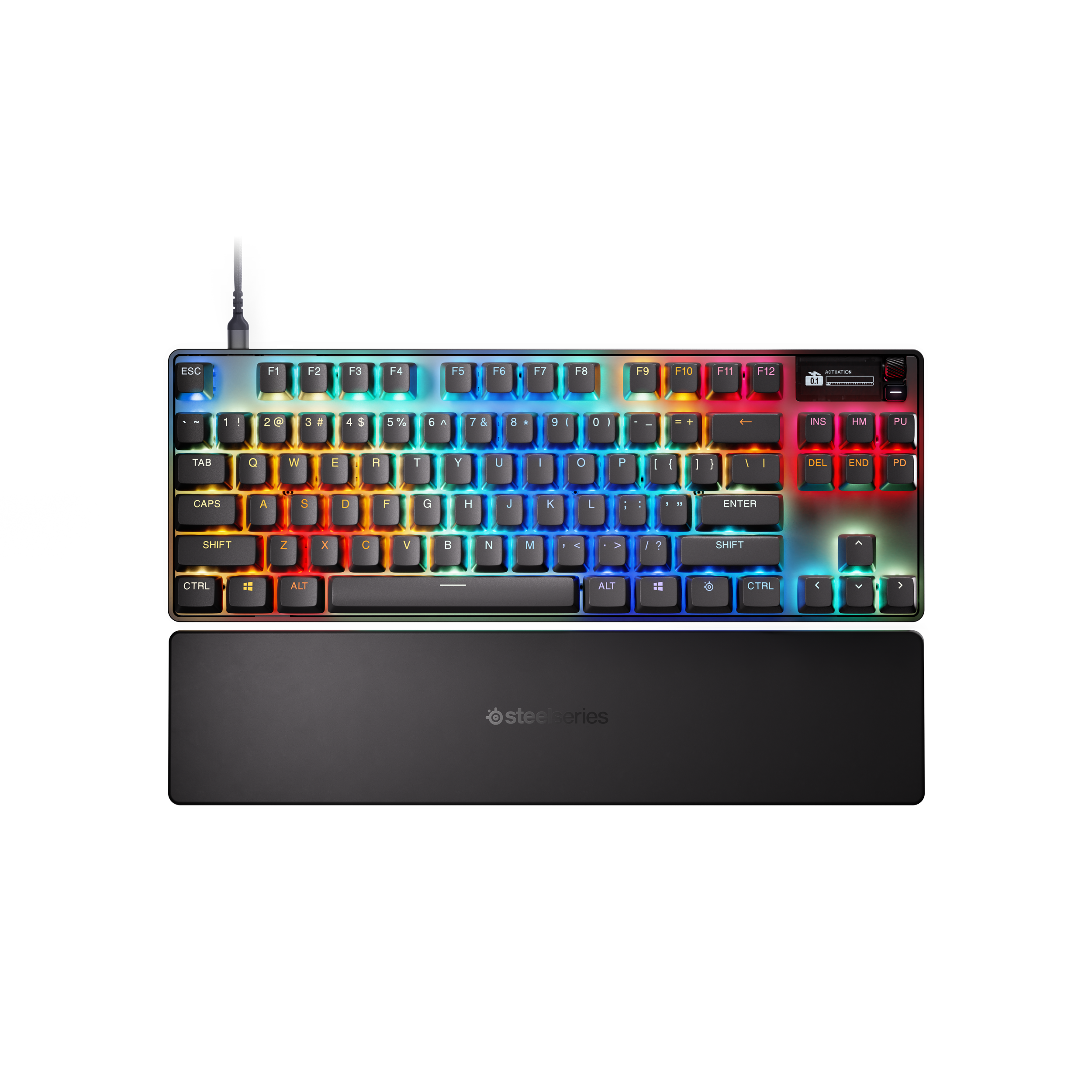 A large main feature product image of SteelSeries Apex Pro TKL Gen 3 - Rapid Trigger Mechanical Keyboard (OmniPoint 3.0 Switches)