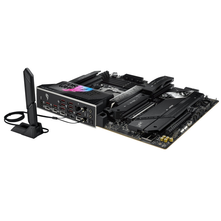 A large main feature product image of ASUS ROG Strix X870E-E Gaming WiFi AM5 ATX Desktop Motherboard