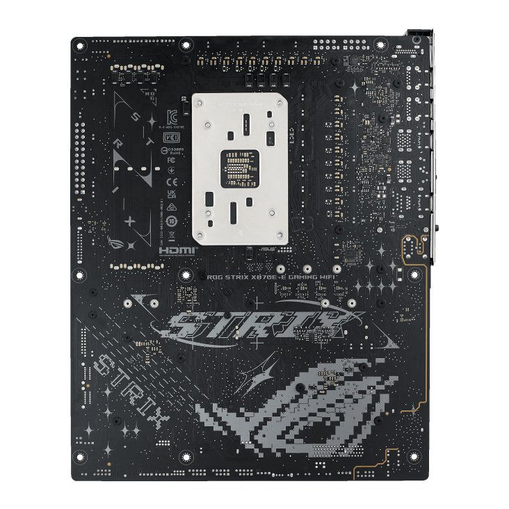 A large main feature product image of ASUS ROG Strix X870E-E Gaming WiFi AM5 ATX Desktop Motherboard