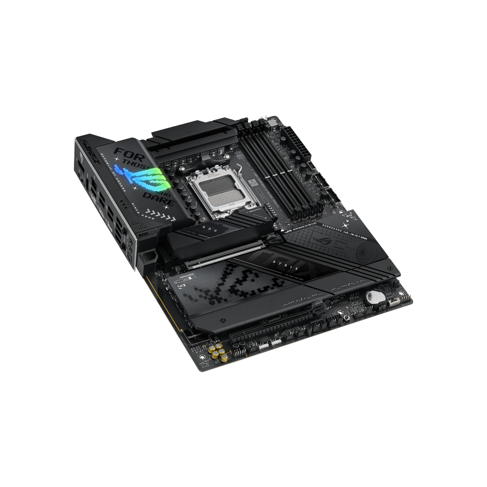 A large main feature product image of ASUS ROG Strix X870-F Gaming WiFi AM5 ATX Desktop Motherboard